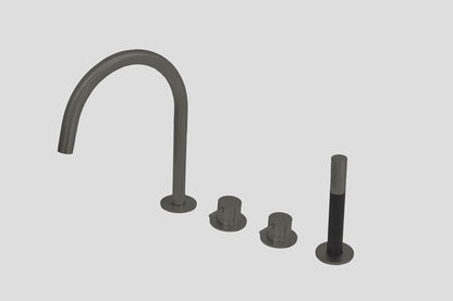 Lagoo Garda G3210 badrandcombinatie met uitloop, 2 mengkranen en handdouche (staaf) – Geborsteld gunmetal PVD