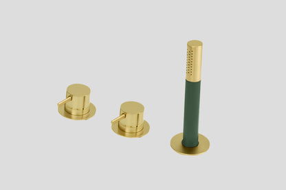 Lagoo Garda G3212 badrandcombinatie met 2 mengkranen en handdouche (staaf) – Geborsteld messing PVD