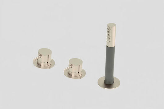 Lagoo Garda G3212 badrandcombinatie met 2 mengkranen en handdouche (staaf) – Geborsteld nikkel