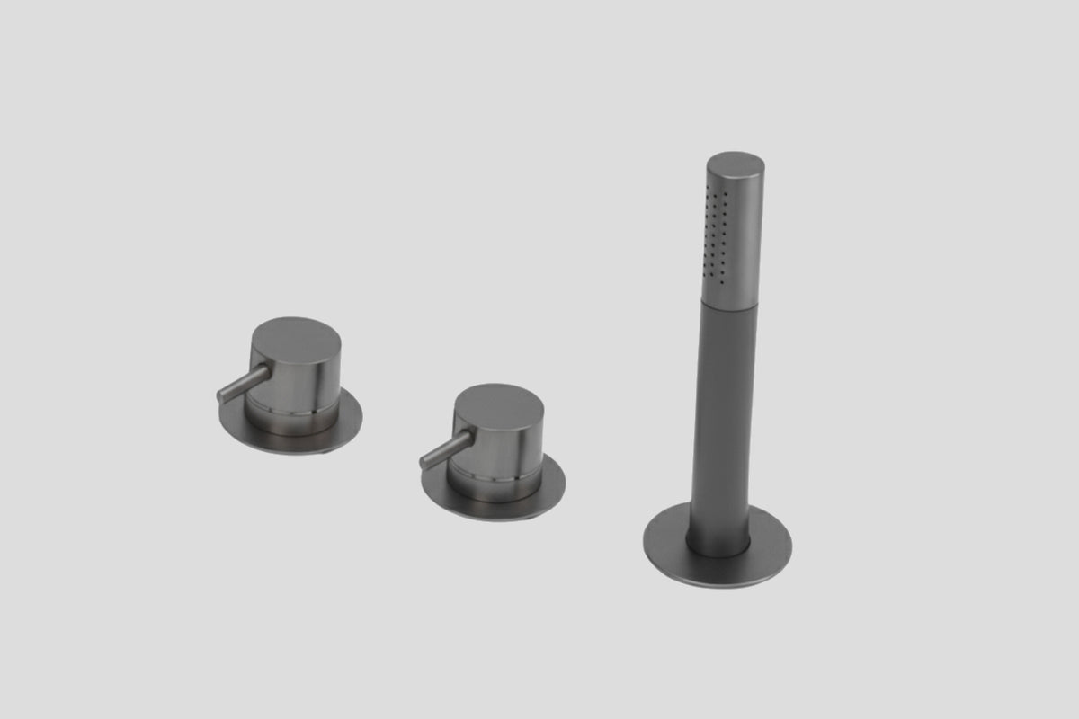 Lagoo Garda G3212 badrandcombinatie met 2 mengkranen en handdouche (staaf) – Geborsteld gunmetal PVD