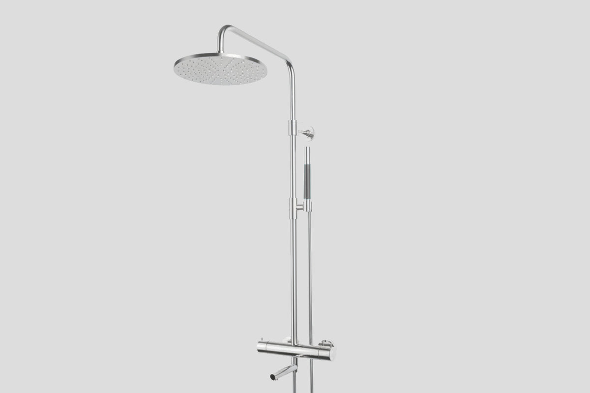 Lagoo Garda G5301 thermostatische bad/douche set met hoofddouche (25 cm), messing handdouche (staaf) en doucheslang (150 cm) – Chroom