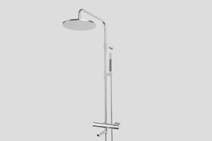 Lagoo Garda G5301 thermostatische bad/douche set met hoofddouche (25 cm), messing handdouche (staaf) en doucheslang (150 cm) – Chroom