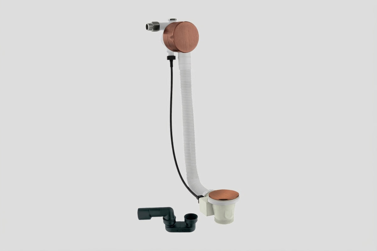 Lagoo Garda G6121 badoverloop en vulcombinatie met plug en sifon – Geborsteld koper PVD