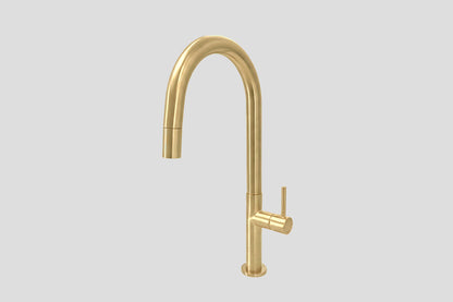 Lagoo Garda G7004 keukenmengkraan met draaibare uitloop (rond) en uitneembare handdouche – Geborsteld messing PVD