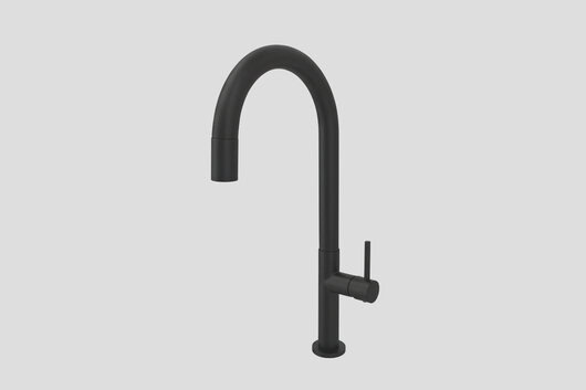 Lagoo Garda G7004 keukenmengkraan met draaibare uitloop (rond) en uitneembare handdouche – Mat zwart