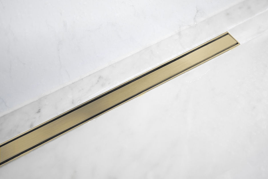 Lagoo Design douchegoot – afbouwdeel – Geborsteld champagne PVD