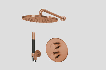 Lagoo Garda LVS1 lagoo Voordeel Set: thermostatische douche set met 2-weg stop/omstel – Geborsteld koper PVD