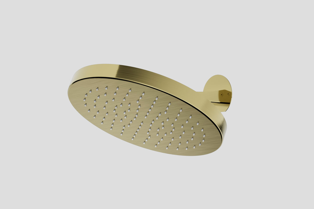 Lagoo Nesso N8140 hoofddouche (30 mm | Ø325) met geintegreerde wandarm – Geborsteld messing PVD