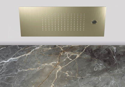 Lagoo Nesso N8215 hoofddouche ‘Easy Peasy’ (600 x 300) met ‘laminar flow’ – Geborsteld champagne PVD