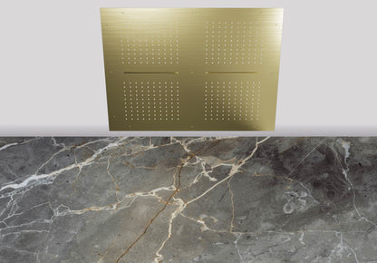 Lagoo Nesso N8235 hoofddouche ‘Showerlicious’ (800x800) met 4 regen | 2 cascades – Geborsteld messing PVD