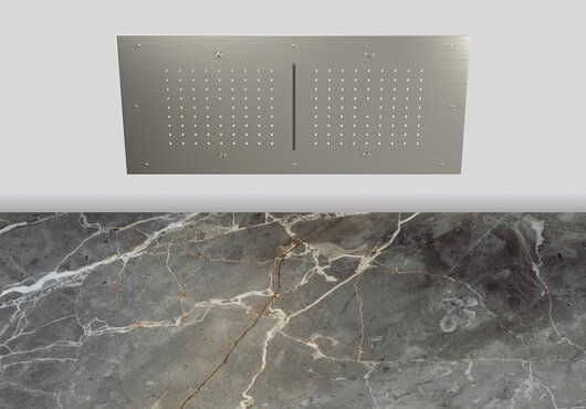 Lagoo Nesso N8236 hoofddouche ‘Showerlicious’ (700x400) met regen | 2 cascades | nevel – Geborsteld nikkel