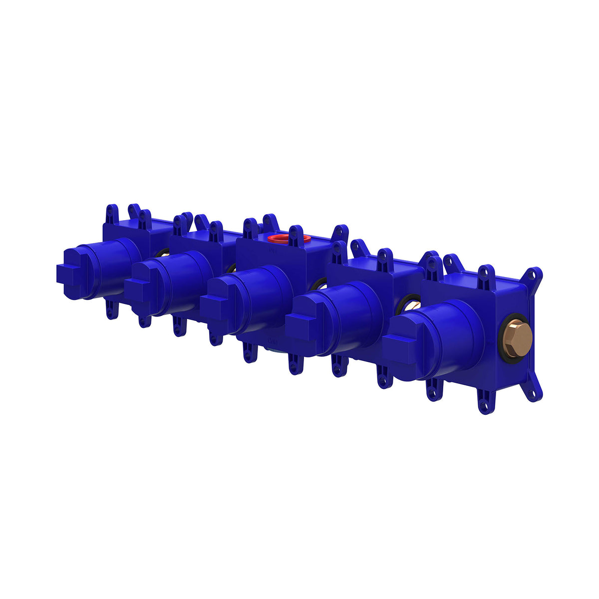 IVY inbouwbox voor inbouwthermostaat symmetry 5-gats met 2 stopkranen, box voor wandsteun en box voor baduitloop - 6299014