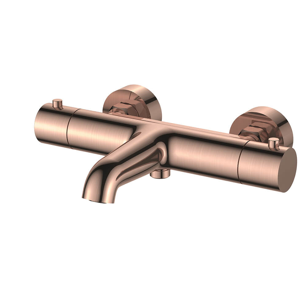 Regn thermostatische badmengkraan, Geborsteld koper - 10007RG