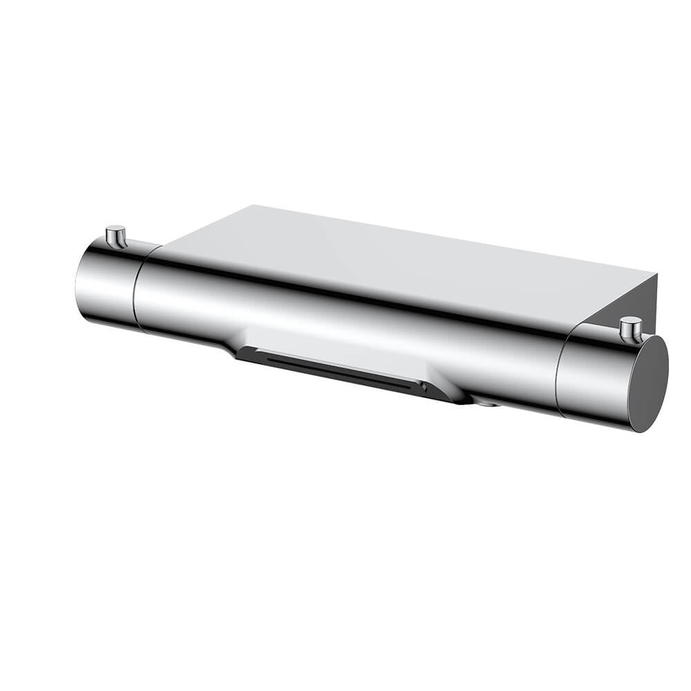 Regn thermostatische badmengkraan met watervaluitloop, Chroom - 10008CR