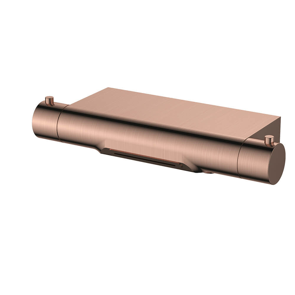 Regn thermostatische badmengkraan met watervaluitloop, Geborsteld koper - 10008RG