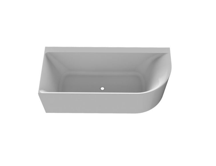 Regn halfvrijstaand bad hoek links 180x80cm Inclusief waste, wit - 14003WT