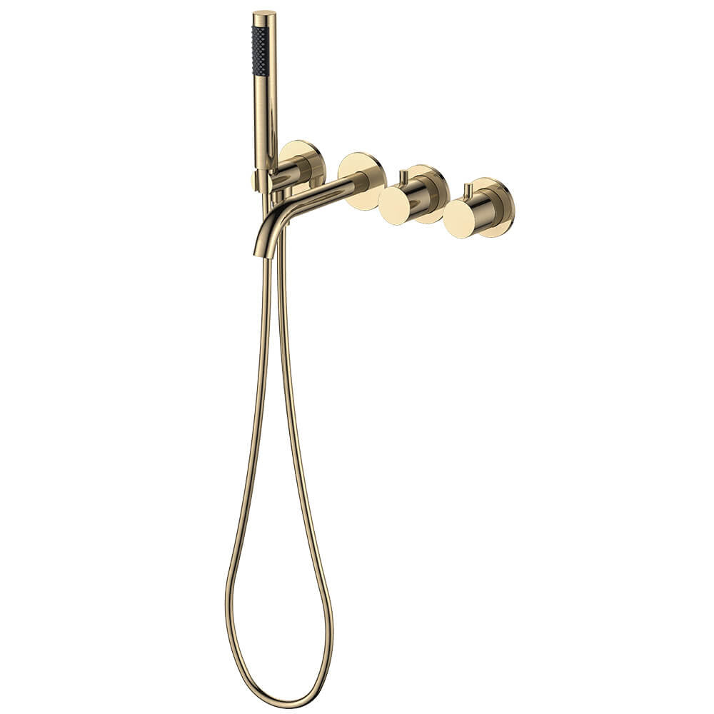 Regn complete thermostatische badinbouwset, Geborsteld goud - 15002BB
