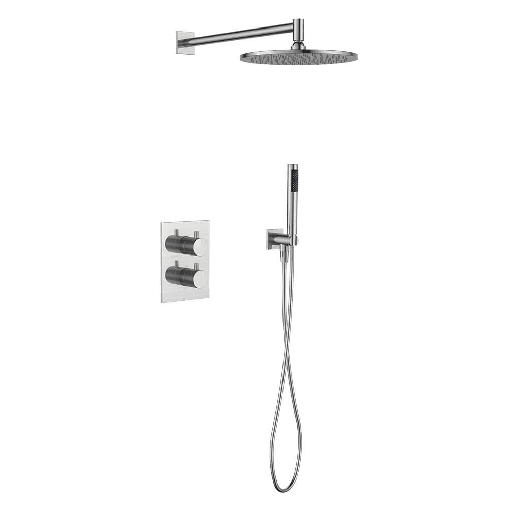 Regn complete thermostatische regendouche inbouwset rechthoek, Geborsteld nikkel - 15003BN