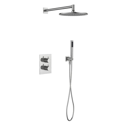 Regn complete thermostatische regendouche inbouwset rechthoek, Geborsteld nikkel - 15003BN