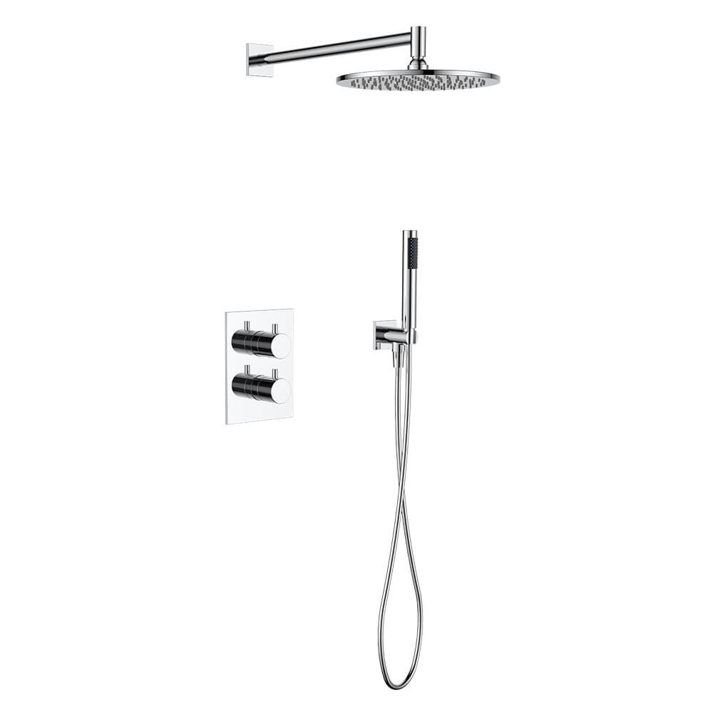 Regn complete thermostatische regendouche inbouwset rechthoek, Chroom - 15003CR