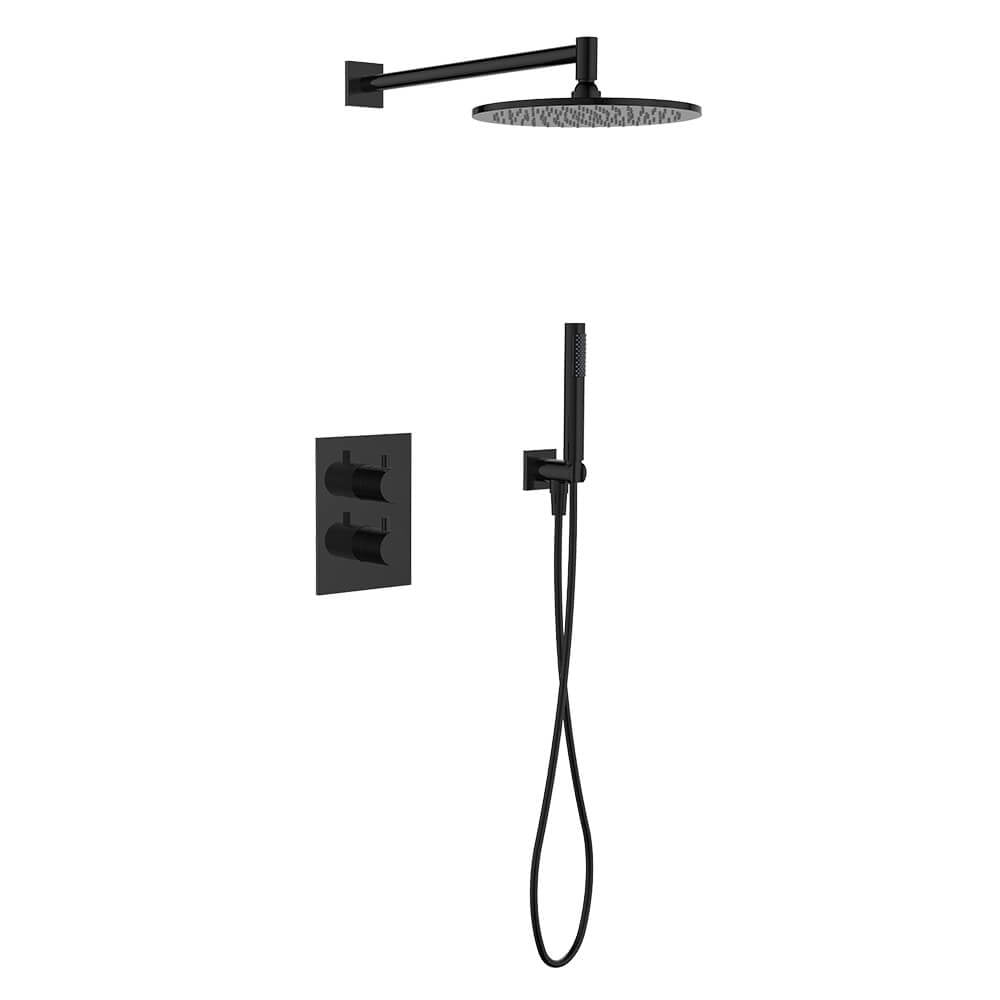 Regn complete thermostatische regendouche inbouwset rechthoek, gun metal black - 15003GM