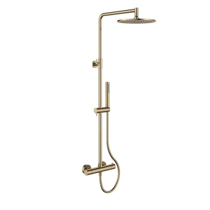 Regn opbouw regendouche - 3-standen handdouche - geborsteld goud pvd