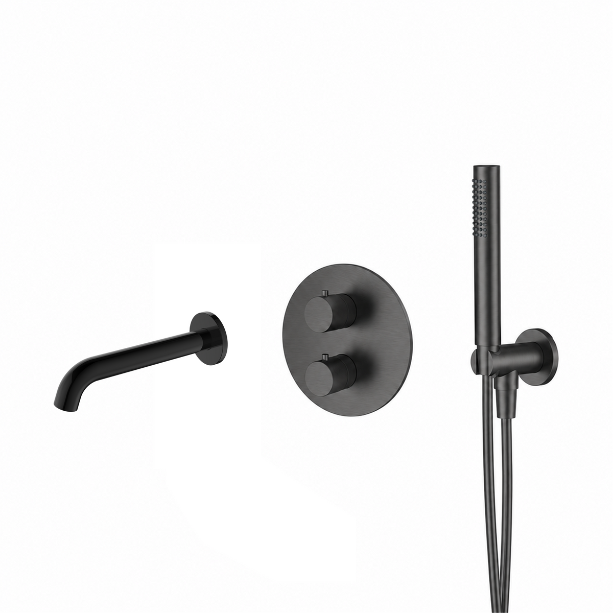 15037GM — 15037GM - Regn badset inbouw met ronde plaat en uitloop, gun metal