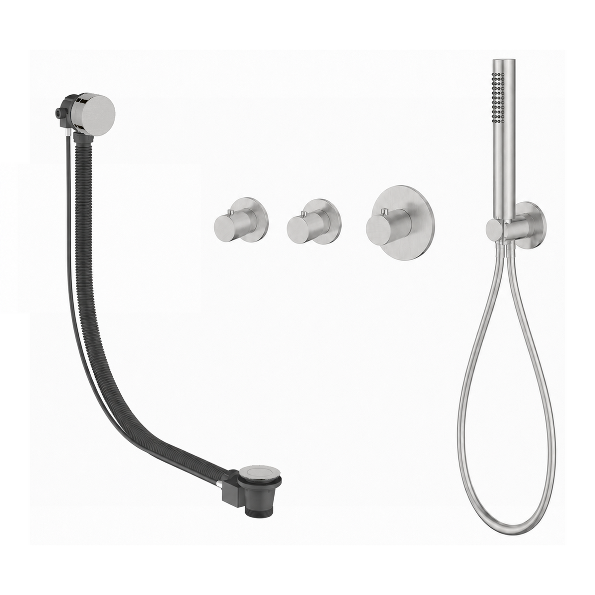 15041BN — 15041BN - Regn badset inbouw stopkranen met vulsysteem, nikkel