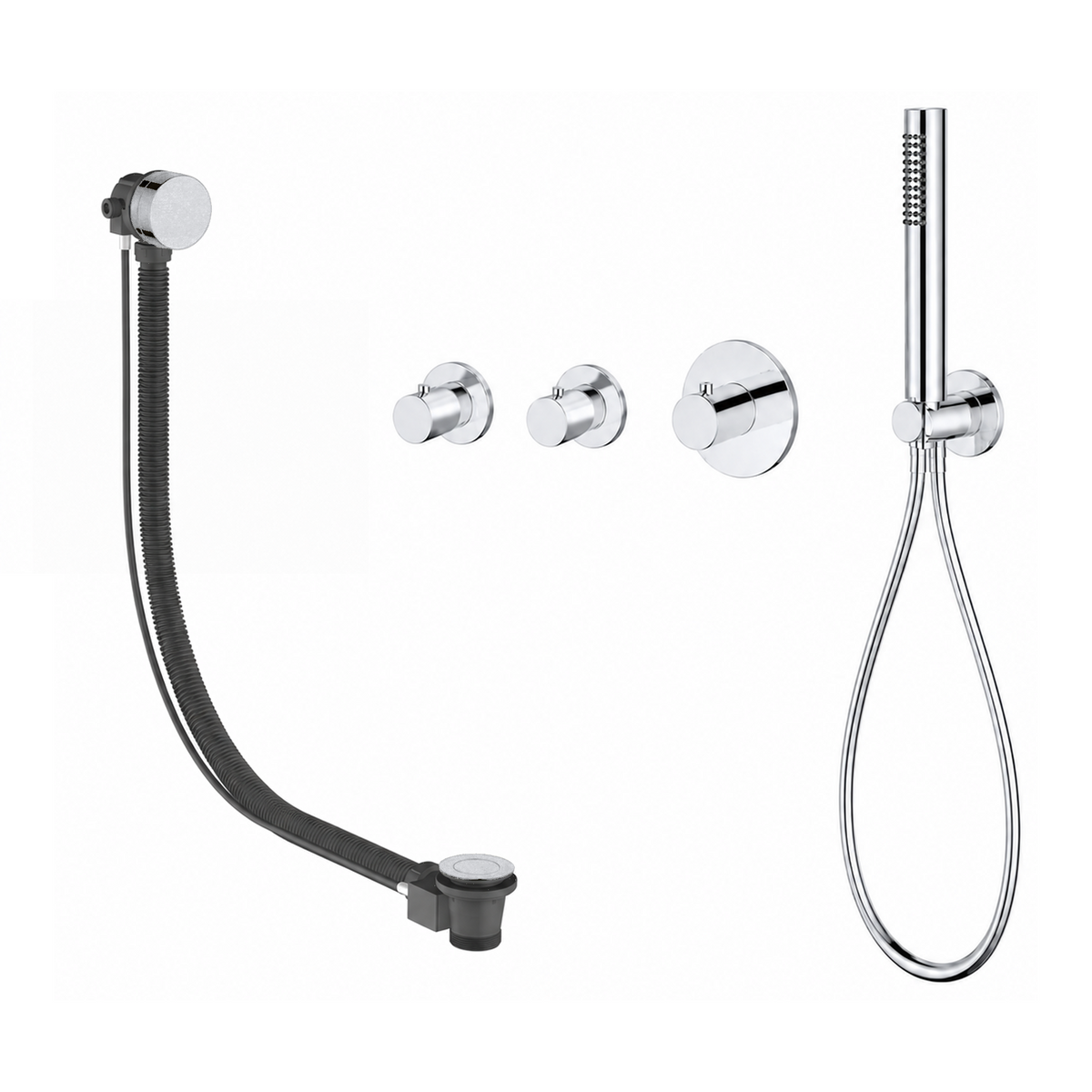 15041CR — 15041CR - Regn badset inbouw stopkranen met vulsysteem, chroom