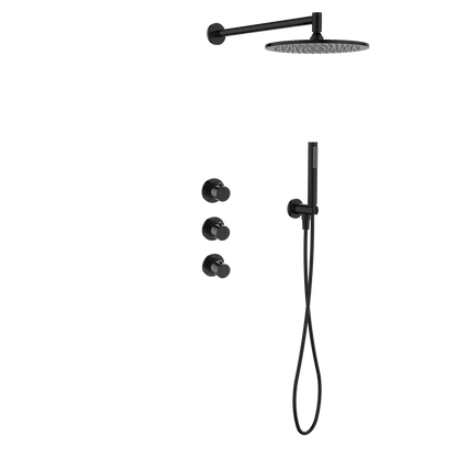 15042GM — Regn inbouw regendoucheset met stopkranen, gun metal black