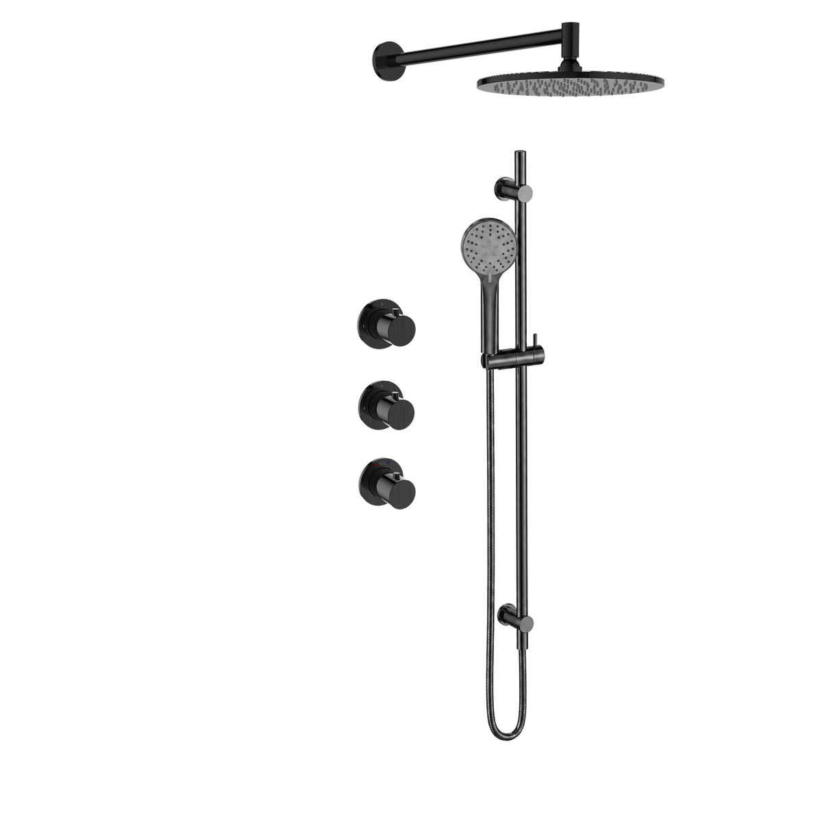 15044GM — Regn inbouw regendoucheset met stopkranen, gun metal black