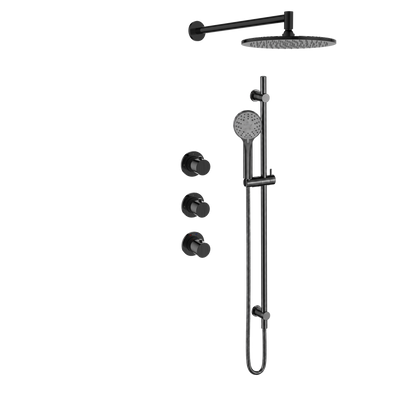 15044GM — Regn inbouw regendoucheset met stopkranen, gun metal black
