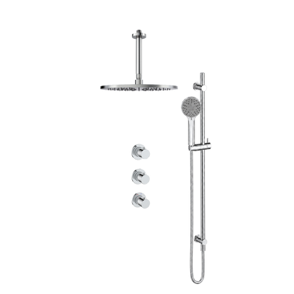 15045CR — Regn inbouw regendoucheset stopkranen plafond met glijstang, chroom