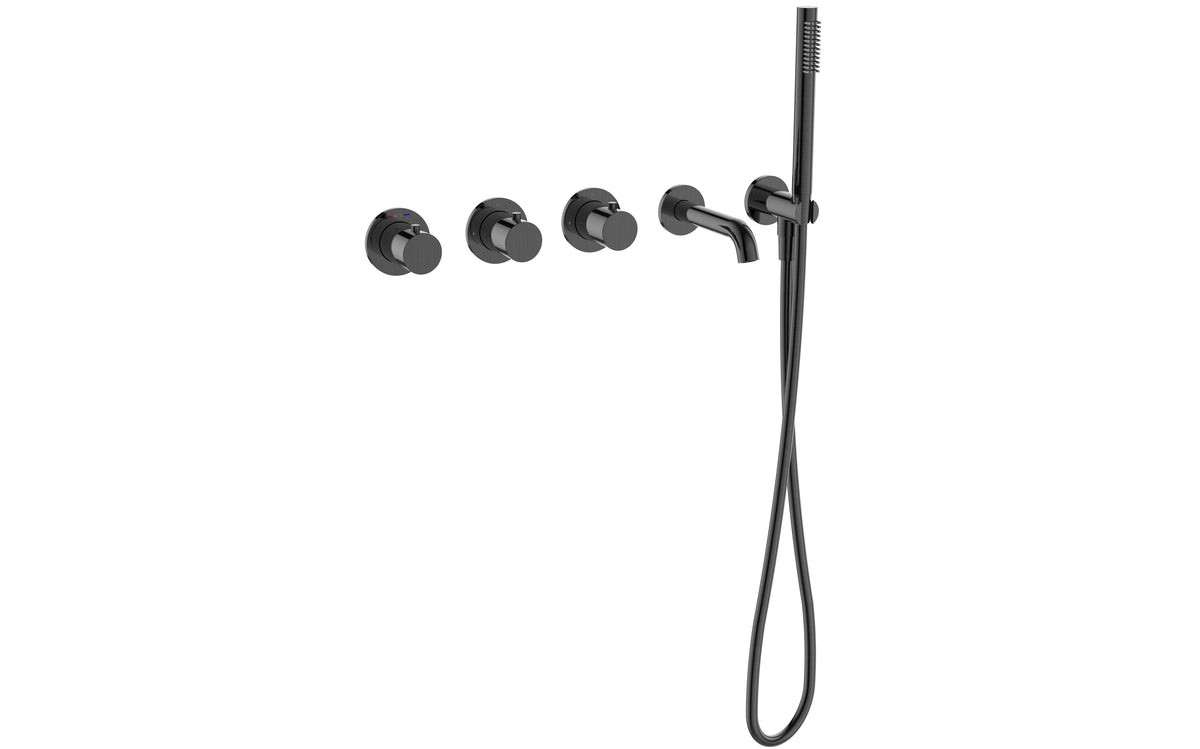 15046GM — Regn inbouw badkraan met stopkranen, gun metal black