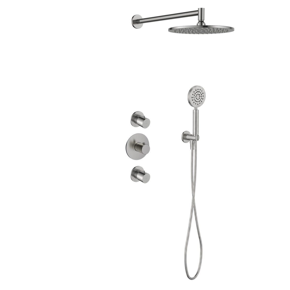 15127BN — 15127BN - Regn inbouw rdoucheset stkrn met ronde handdouche, nikkel
