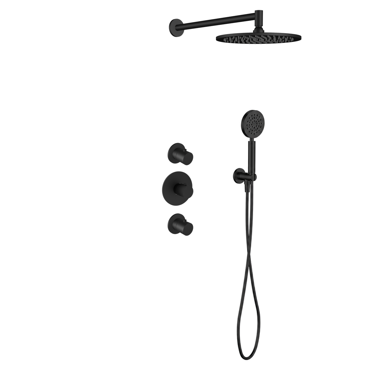 15127MB — 15127MB - Regn inbouw rdoucheset stkrn met ronde handdouche, mat zwart