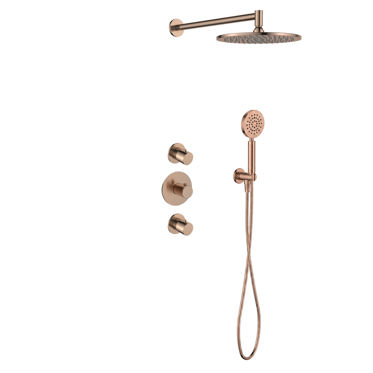 15127RG — 15127RG - Regn inbouw rdoucheset stkrn met ronde handdouche, koper
