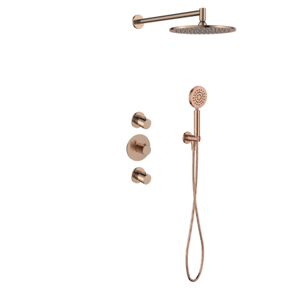 15127RG — 15127RG - Regn inbouw rdoucheset stkrn met ronde handdouche, koper