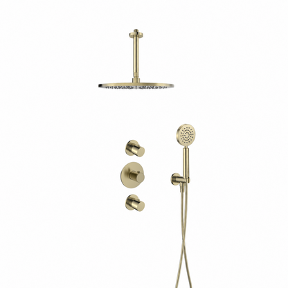 15128BB — 15128BB - Regn inb rdoucheset stkrn plafondarm ronde hdouche, goud