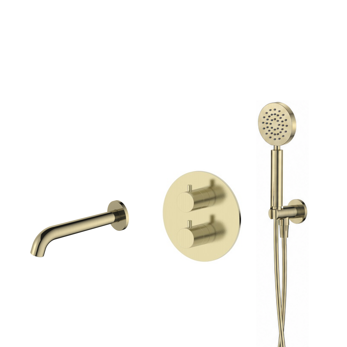 15137BB — 15137BB - Regn badset inbouw ronde plaat, uitloop, ronde hdouche, goud