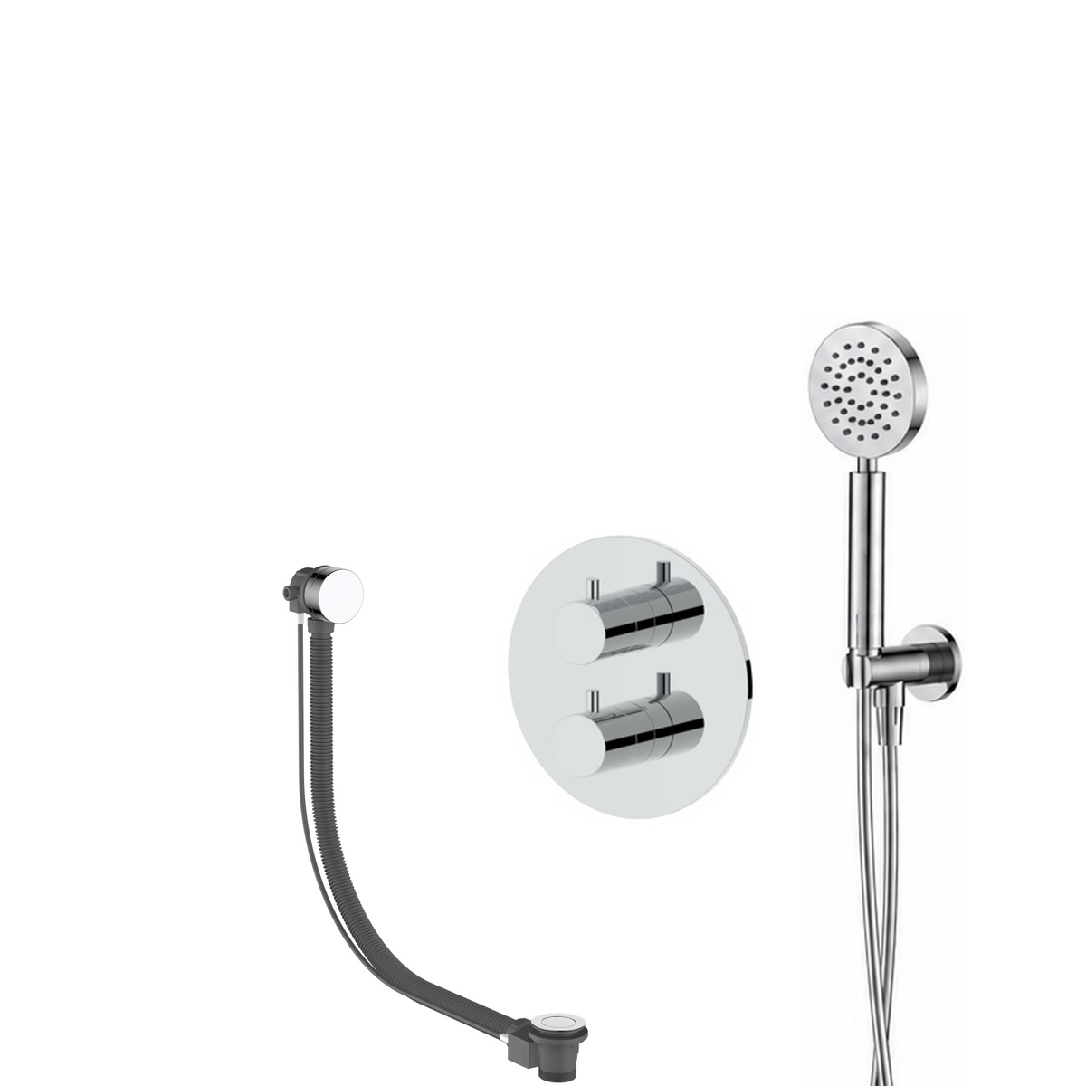 15138CR — 15138CR - Regn badset inbouw rond, vulsysteem ronde h-douche, chroom