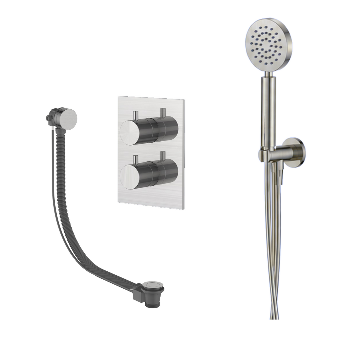 15139BN — 15139BN - Regn badset inb vkant met vsysteem en ronde h-douche, nikkel