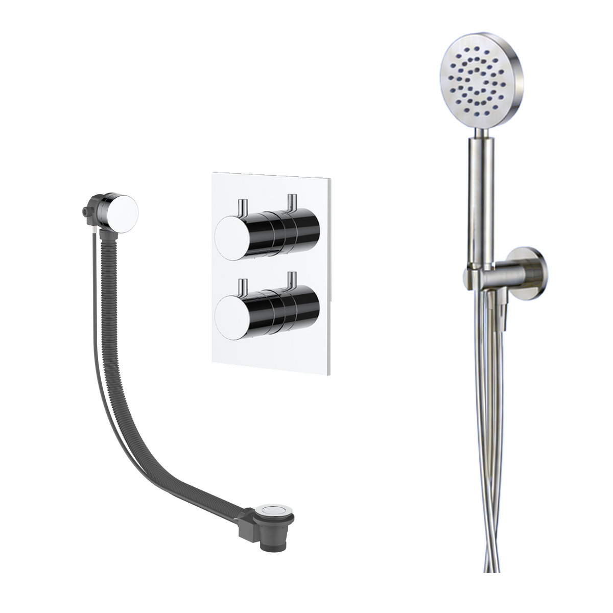 15139CR — 15139CR - Regn badset inb vkant met vsysteem en ronde h-douche, chroom
