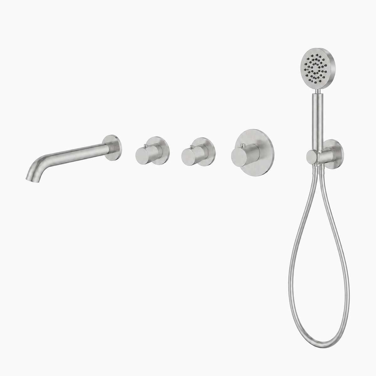 15140BN — 15140BN - Regn badset inbouw stopkranen, met ronde handdouche, nikkel
