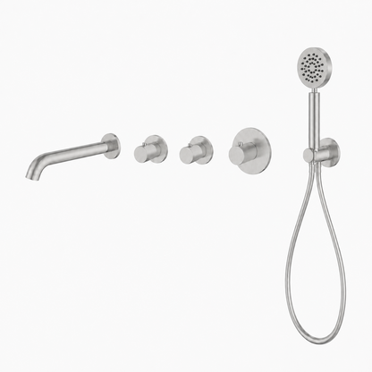 15140BN — 15140BN - Regn badset inbouw stopkranen, met ronde handdouche, nikkel