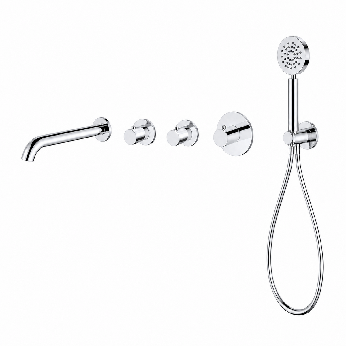 15140CR — 15140CR - Regn badset inbouw stopkranen, met ronde handdouche, chroom