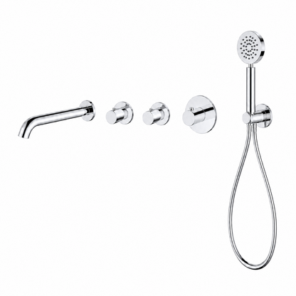 15140CR — 15140CR - Regn badset inbouw stopkranen, met ronde handdouche, chroom