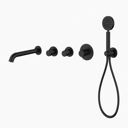 15140MB — 15140MB - Regn badset inbouw stopkranen, met ronde handdouche, mat zwa