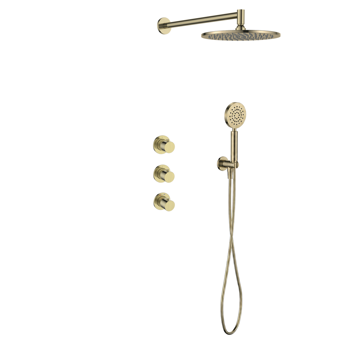 15142BB — Regn inbouw regendoucheset met stopkranen, geborsteld goud