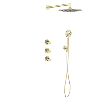 15142CH — Regn inbouw regendoucheset met stopkranen, geborsteld champagne